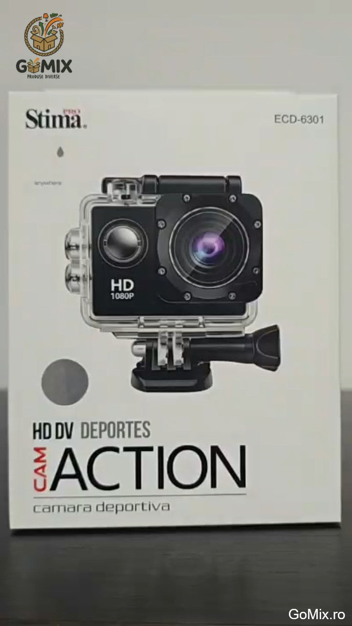 Camera Video Sport Full HD 1080p, + Kit Accesorii, Subacvatica Stima Pro ECD-6301