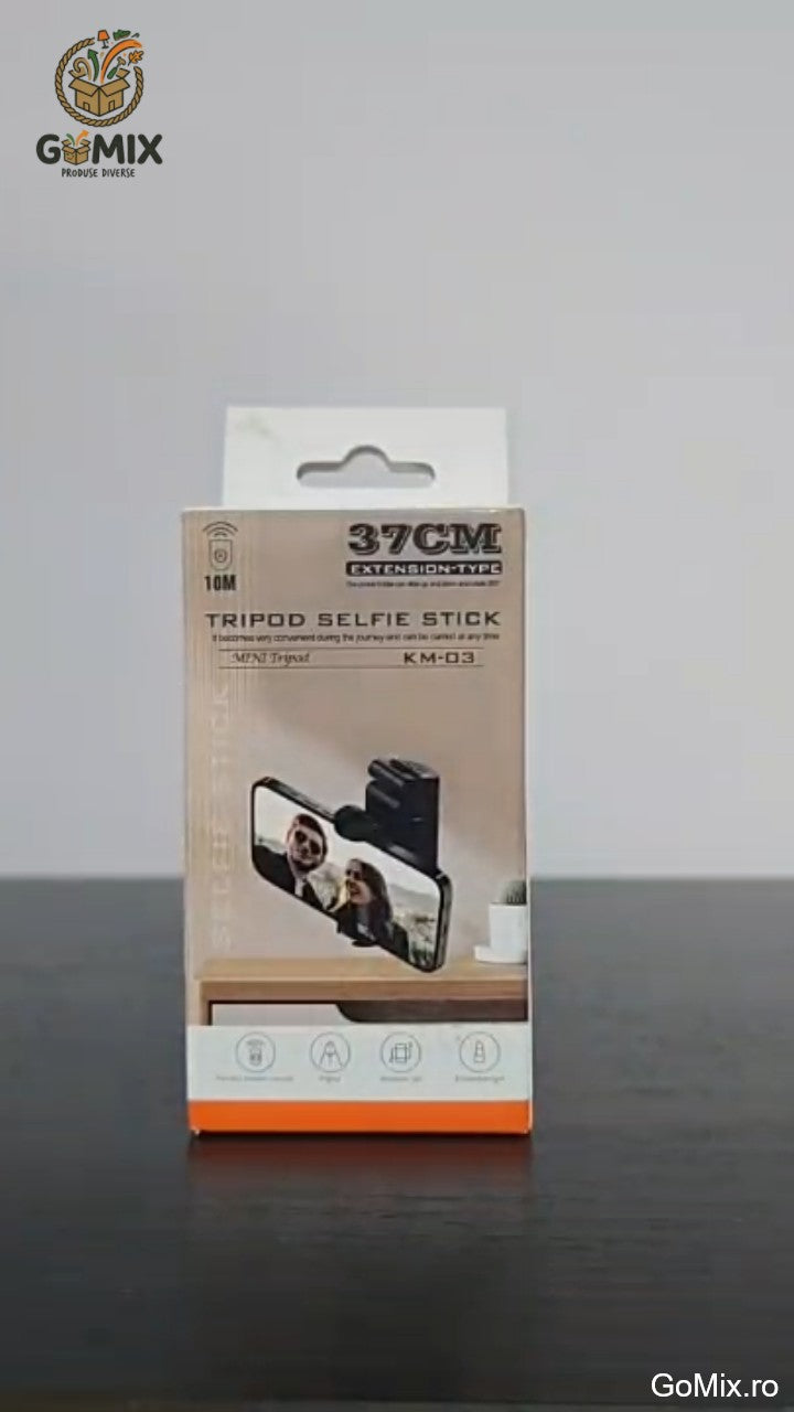 Selfie stick compact cu trepied si telecomanda bluetooth KM-03