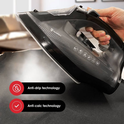 HomeVero Fier de călcat cu aburi 2400W, fără fir, cu talpă ceramică