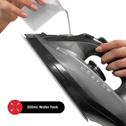 HomeVero Fier de călcat cu aburi 2400W, fără fir, cu talpă ceramică