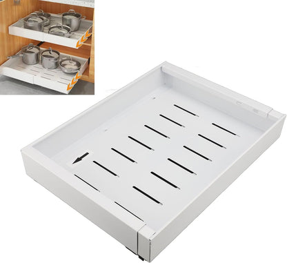 Organizator extensibil si ajustabil, sertar glisant din cu 3 sine laterale, capacitate mare pentru bucatarie, baie, dulap si altele
