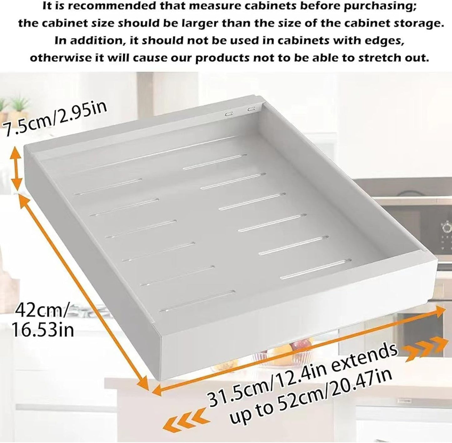 Organizator extensibil si ajustabil, sertar glisant din cu 3 sine laterale, capacitate mare pentru bucatarie, baie, dulap si altele