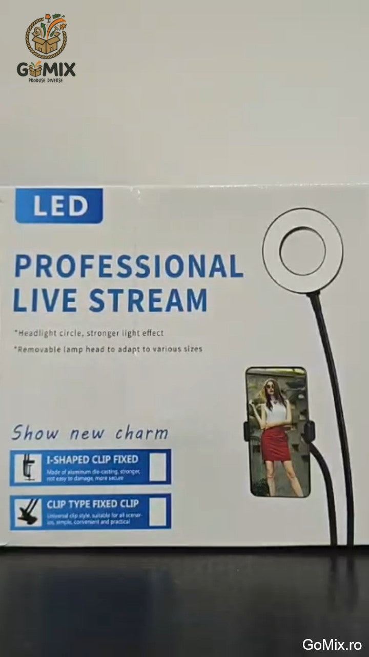 Lampa circulara led 2 in 1 pentru vlogging/live stream 10 cm