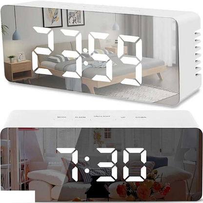 Ceas deșteptător electronic, termometru, oglindă, lampă LED
