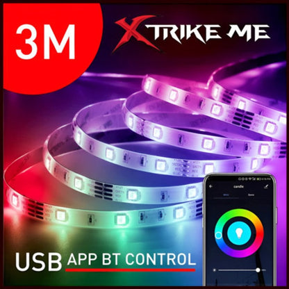 Banda LED RGB USB 3M XTrike Me HT-6053 N3, Telecomanda Inclusa, Iluminare Ambientala pentru Gaming si TV