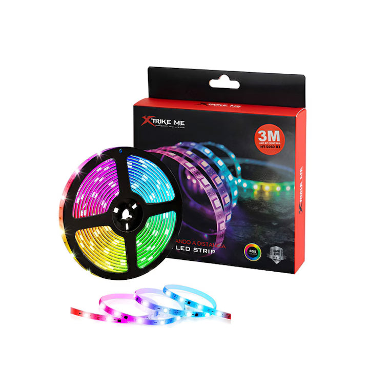 Banda LED RGB USB 3M XTrike Me HT-6053 N3, Telecomanda Inclusa, Iluminare Ambientala pentru Gaming si TV